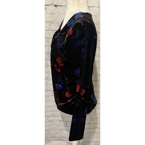 INC Women's Printed Asymmetrical-Neck Velour Top Created for Macy's Black Size M - Picture 3 of 7